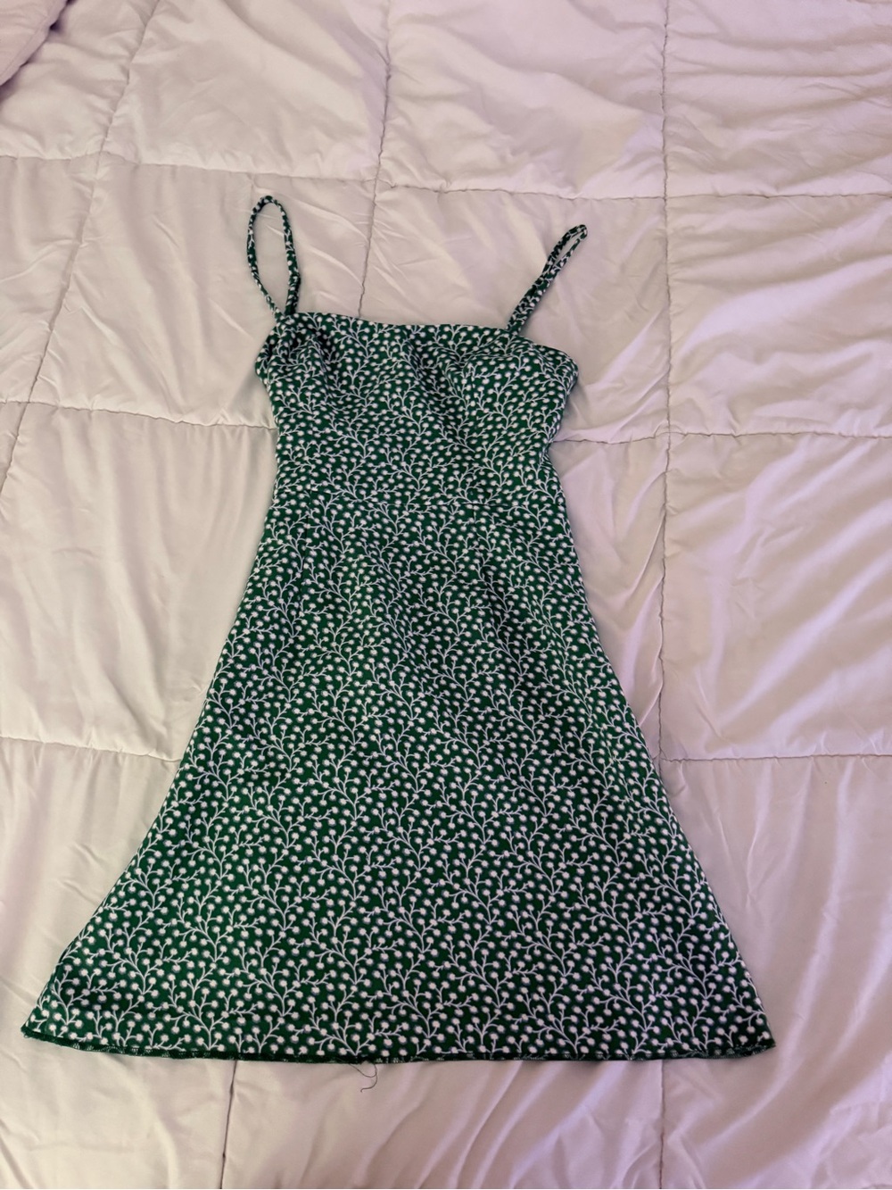 Green Floral Spaghetti Strap Midi Dress